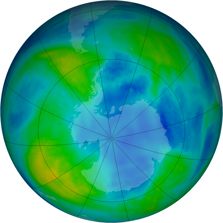 Antarctic ozone map for 24 April 1985